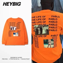 ÜBERGROßEN Langen ärmeln Männer T shirts Amerikanischer Straße Hip hop Tops Rapper T-shirts HEYBIG Drop-schulter Kleidung CN GRÖßE