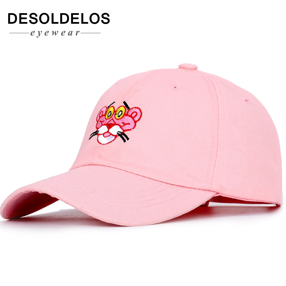 

Cartoon Embroidered Pink Leopard Baseball Caps Unisex Adjustable Visor High Quality Breathable Truck Driver Hats Animal bone