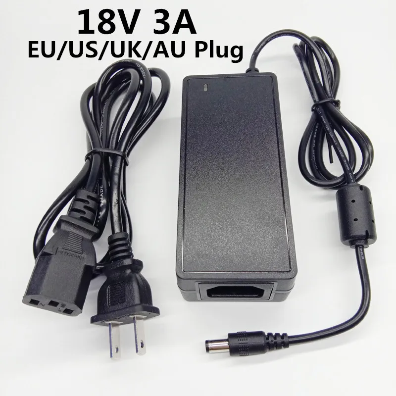 18 V 3A 18V3A AC 100 V-240 V конвертер Универсальный 18 вольтовый блок питания DC 18 V 3000mA блок питания Европа США Великобритания Австралия вилка 5,5mm x 2,1mm