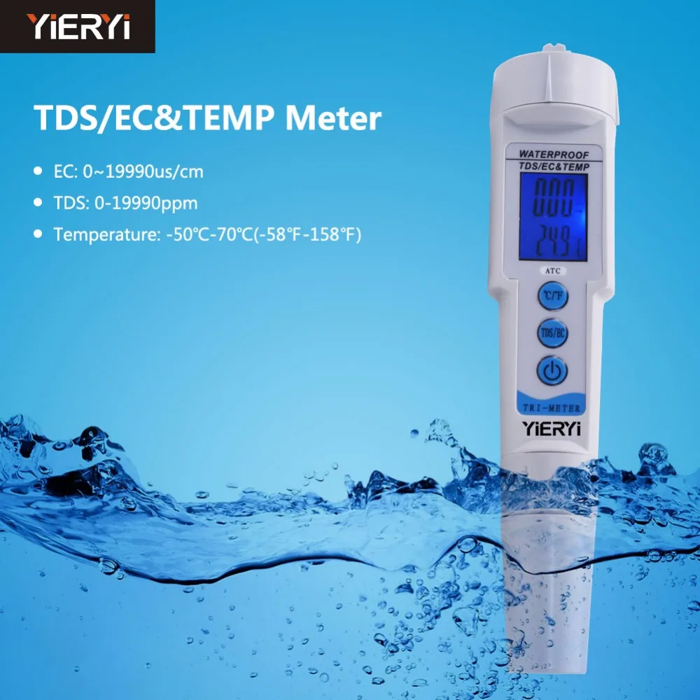 

yieryi High Quality EC Meter Digital Water TDS Meter Filter Automatic calibration Tester for Measuring Water Quality Purity