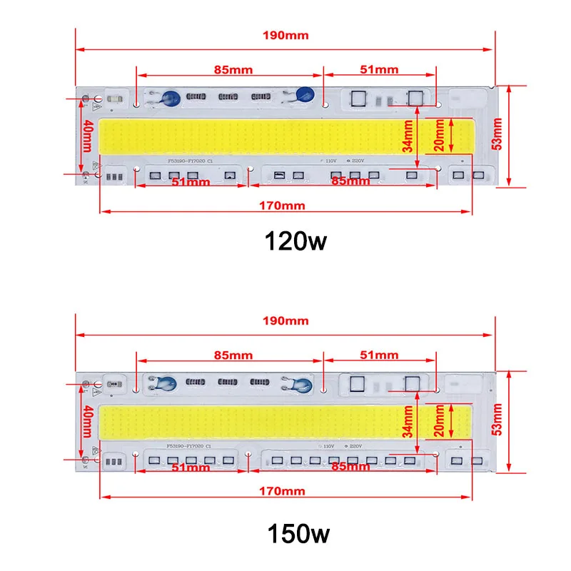 5 шт./лот LED COB чип лампа 30 Вт 50 70 100 120 150 220 В 110 IP65 Smart IC подходит для DIY прожектор