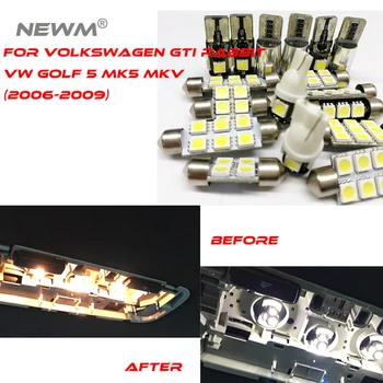 

16pc for Volkswagen GTI Rabbit FOR VW Golf 5 MK5 MKV map dome LED interior light + Parking city bulb kit (2006-2009)