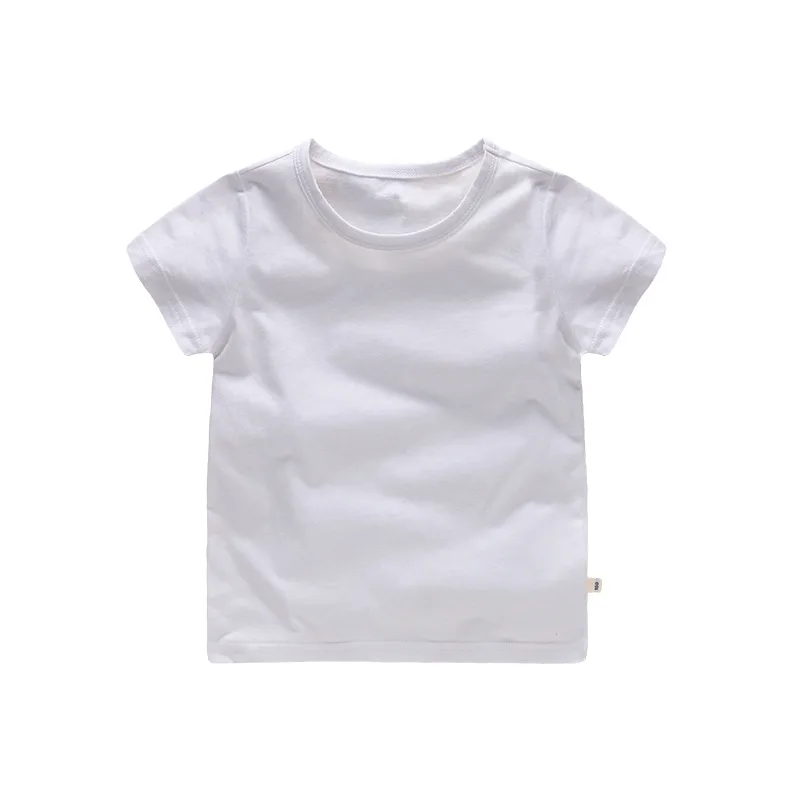 Летние дышащие детские топы для девочек; Однотонная футболка из чистого хлопка для мальчиков; коллекция года; короткая детская одежда с круглым вырезом и короткими рукавами - Цвет: 1