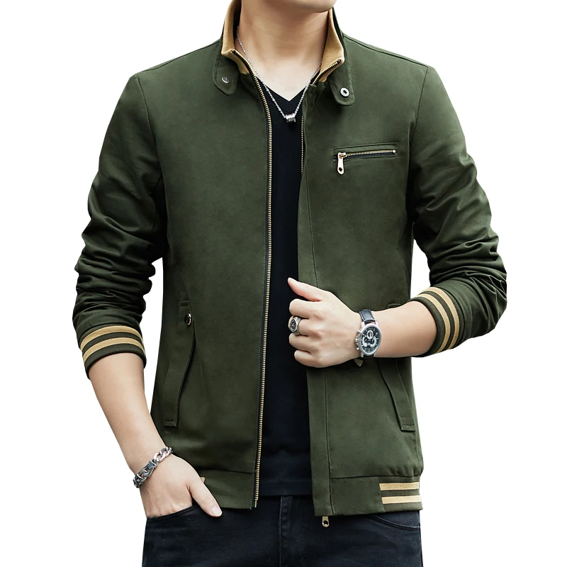 Jacket New Spring and Autumn Men's Casual Jacket Solid Color Men's Brand Clothing Men's Stand Collar 100% Washed Cotton Jacket