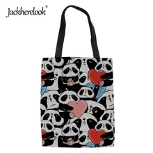 Jackherelook сумки для покупок женские многоразовые милые панды узоры льняные женские сумки-тоут сумки-мессенджеры эко хозяйственная сумка для женщин