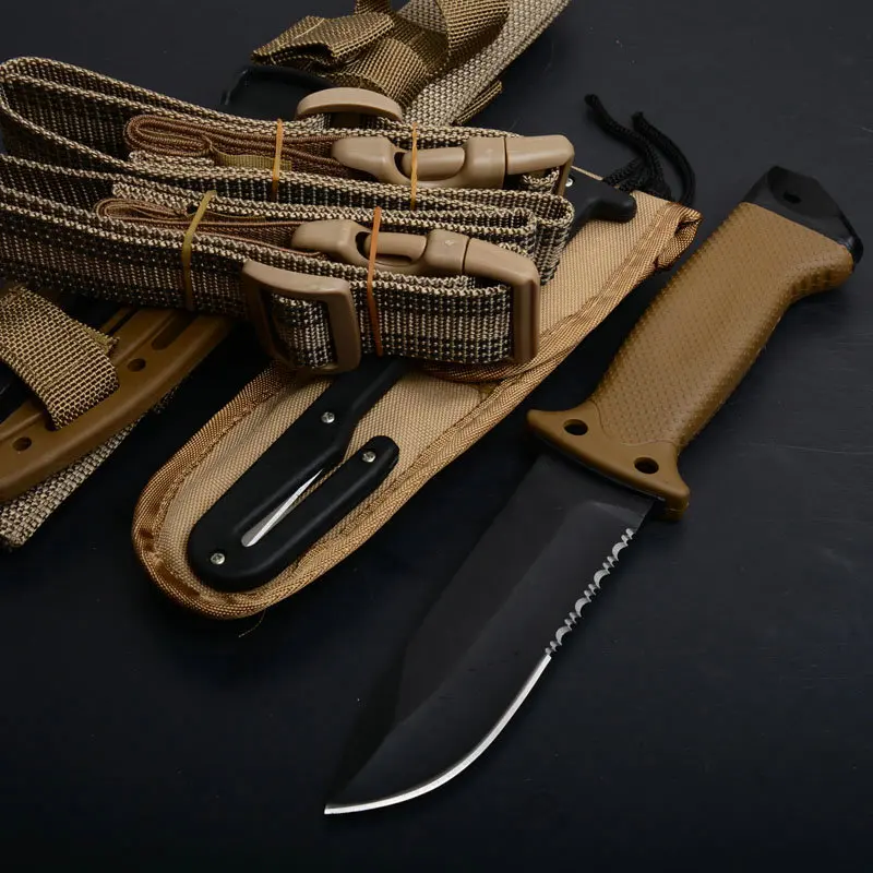 

Hysenss 1400 Soilder Fixed Blade Knife FRN Handle Serrated Blade Tactical Camping Hunting Survival Military Legging Knife