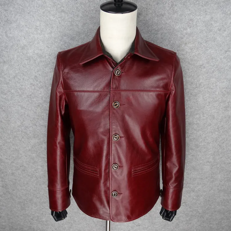 Free shipping.Brand classic brakeman horseskin leather coat,mens genuine leather Jackets,quality leather jacket.sales.slim men's genuine leather coats & jackets with hood