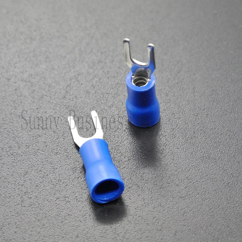 SV2 5 1000PCS 16 14AWG 10 Blue Insulated Fork Wire Connector Electrical Crimp Terminal 16 14AWG