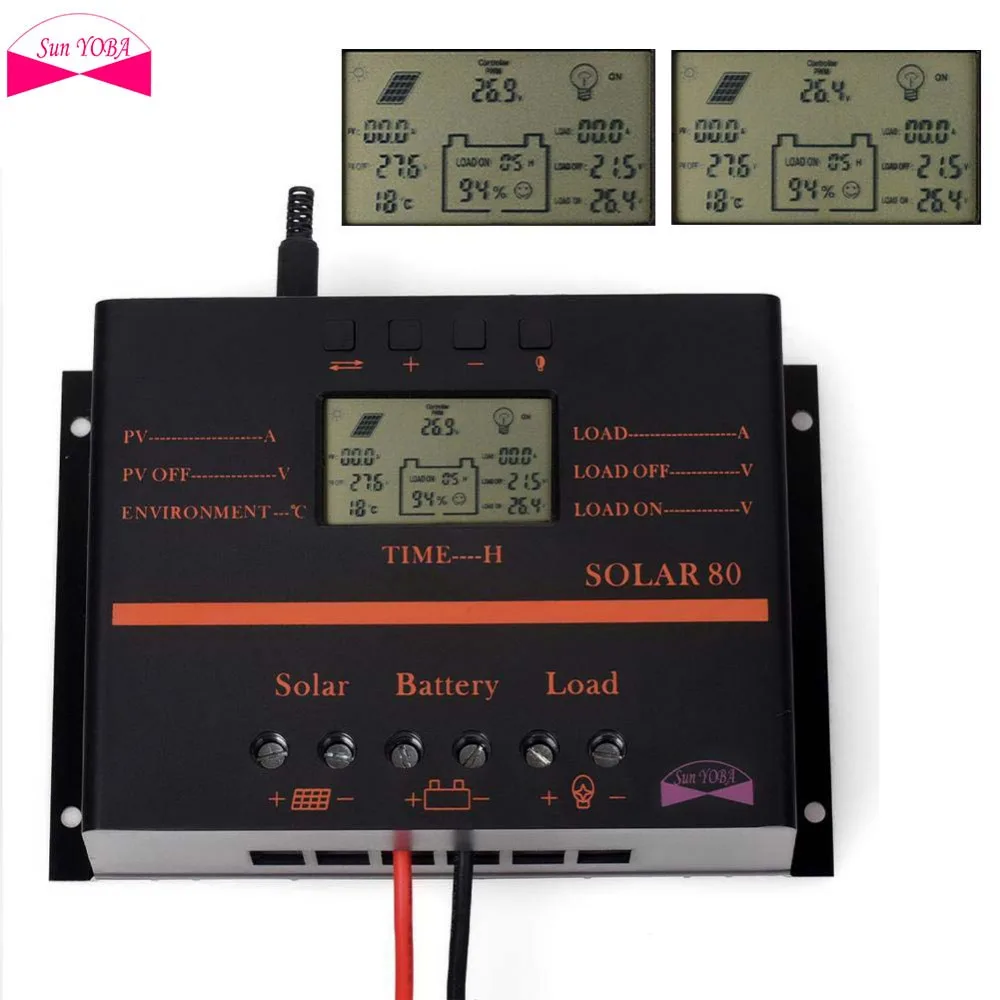 

80A 12V-24V LCD Solar Charge Controller With USB Fit Solar Battery Panel Regulator Discharge APJ