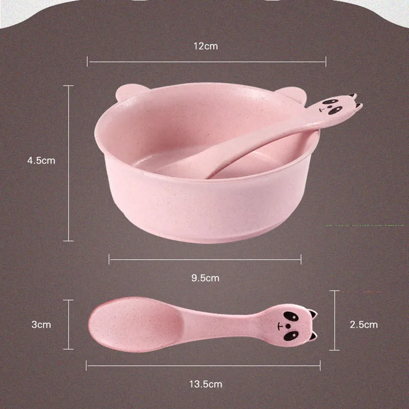 2 Pcs/Set Baby Feeding Food Tableware Panda Wheat Kid Dishes Eco-Friendly Children Training Dinnerware Plate Bowl Spoon 2 Pcs/Set Baby Feeding Food Tableware Panda Wheat Kid Dishes Eco-Friendly Children Training Dinnerware Plate Bowl Spoon