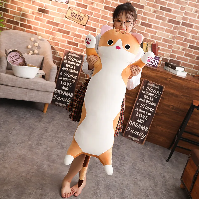 

BABIQU 1pc 90cm long Cat Pillow Plush toy soft cushion stuffed animal doll sleep Sofa Bedroom Decor Kawaii Lovely gifts for kids