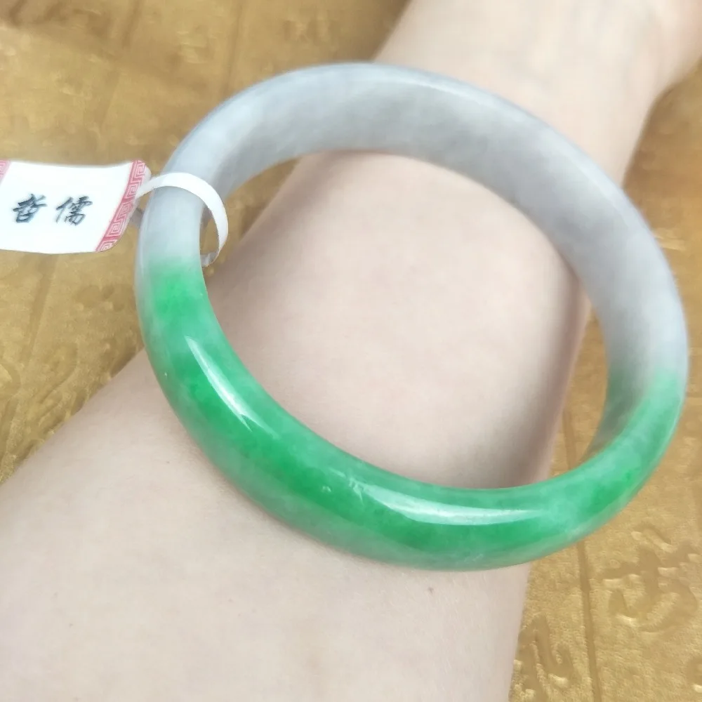 

Send A certificate natural Jadeite bracelet Natural Yang green two-color 54-61mm female Princess bracelet Jewelry gift