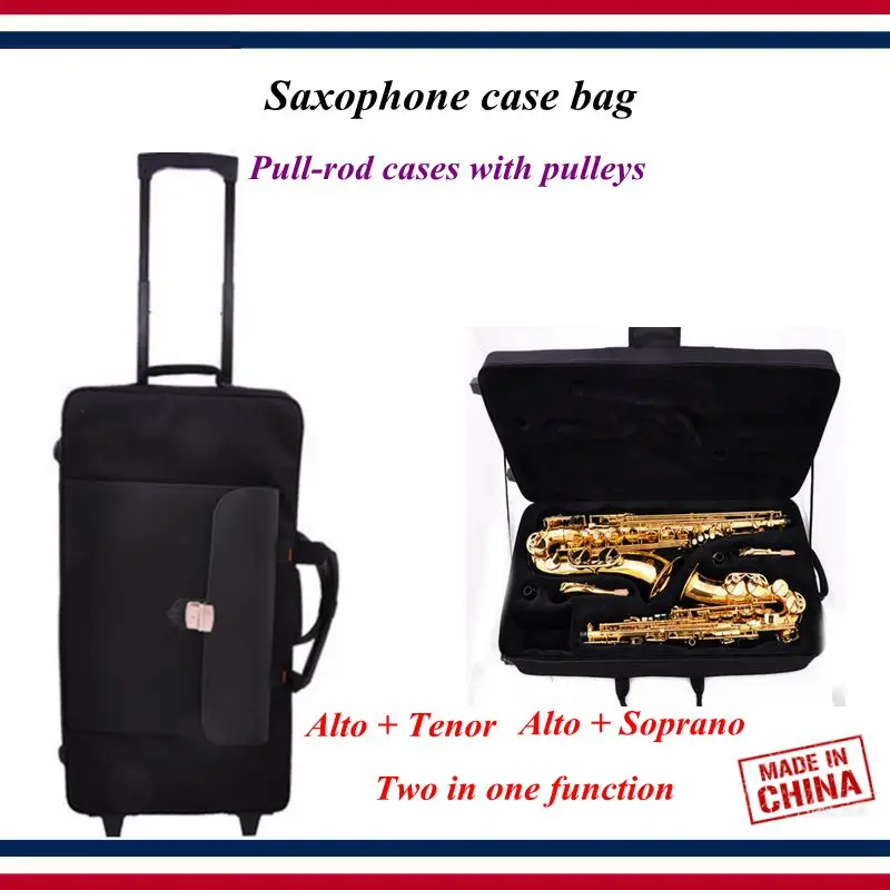 

Saxophone accessories - Alto Tenor Soprano Two in one function Saxophone case bag,Pull-rod cases with pulleys - saxophone parts