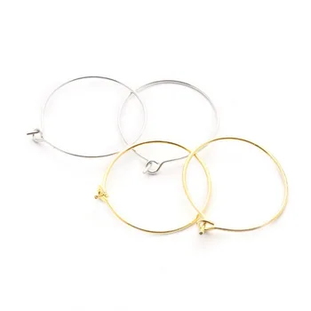 

100 Gold/Rhodium Plated Wine Glass Charm Rings/Earring Hoops 19mm Jewelry Findings (FRB004-01)