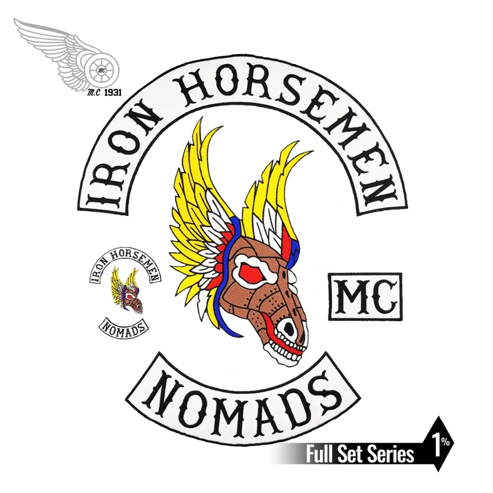 IRON HORSEMEN SETS Motorcycle Biker Embroidered On Patch Full Back Size