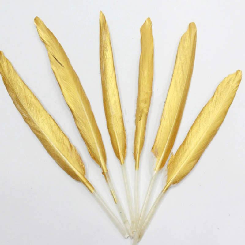 50PCS Gold/Silver Color Goose/Duck Feathers 10 15cm/4 6inches