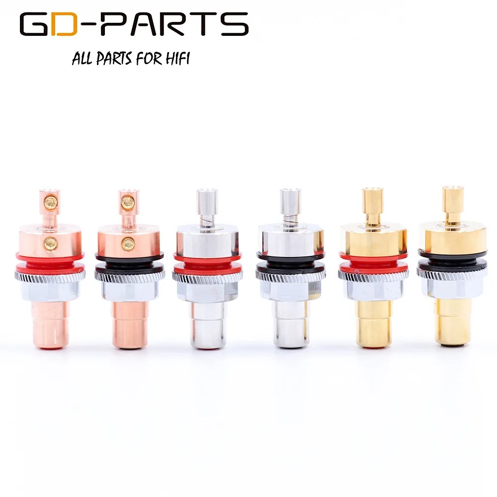 Pure Copper Female RCA Jack Connector Terminal 24K Gold Rhodium Plated Hifi Audio Video Signal Input