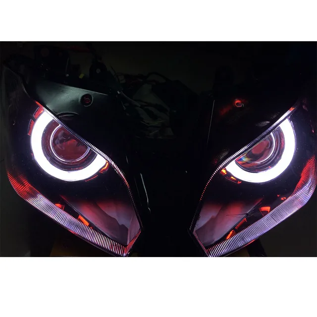 KEMiMOTO Angel Eye HID Projector Motorcycle Headlight Assembly for