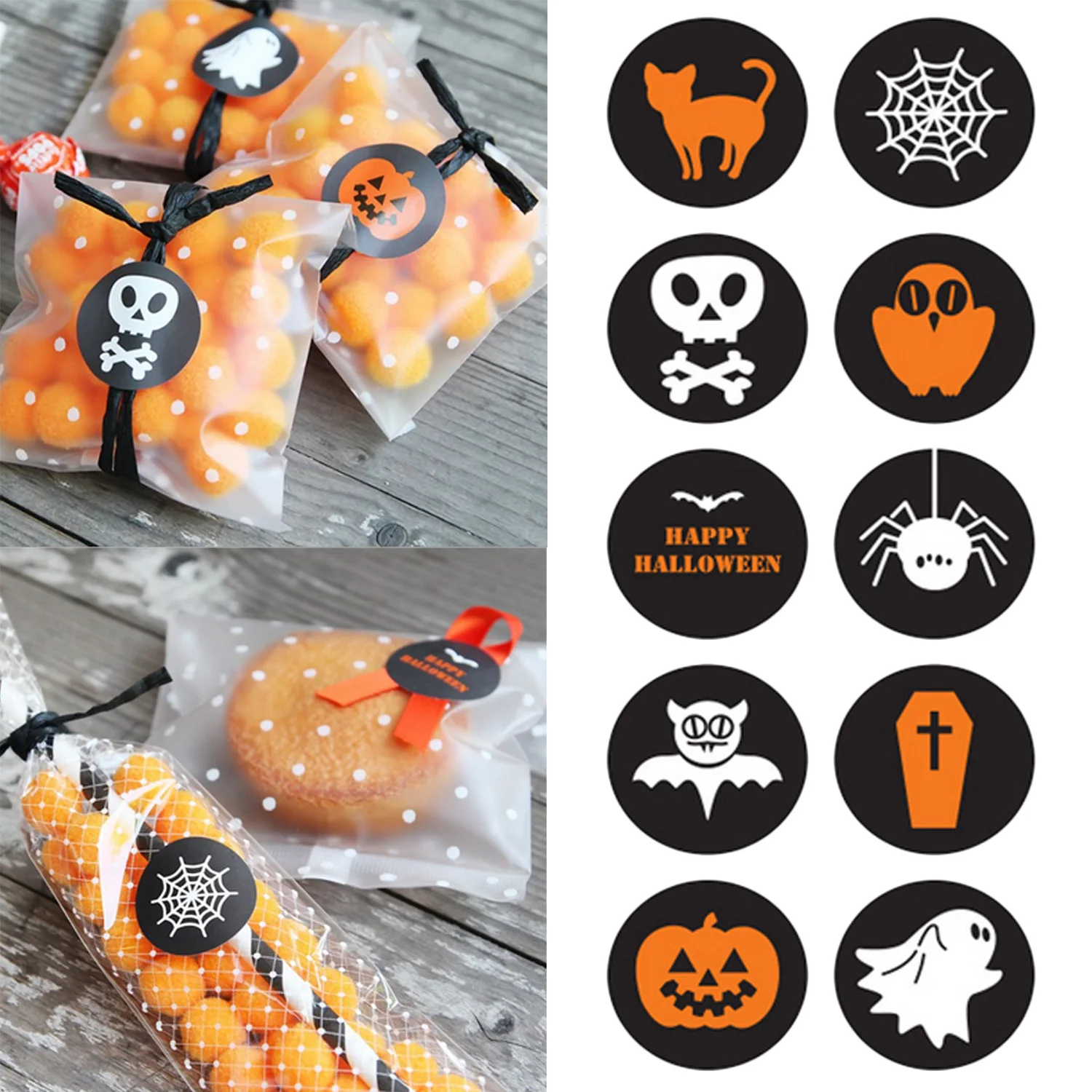 

Behogar 150pcs Trick or Treat Goodie Bag Seal Adhesive Label Stickers for Halloween Party Cake Biscuit Favors Gifts Packaging