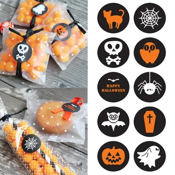 

Behogar 150pcs Trick or Treat Goodie Bag Seal Adhesive Label Stickers for Halloween Party Cake Biscuit Favors Gifts Packaging