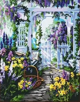 

Garden Gate landscape canvas painting by numbers painting diy hand painted picture oil painting on canvas for home decor