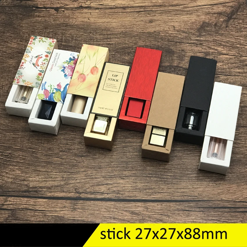 Koop 50 stks partij 27x27x88 cm 10 ml Multicolor Papier Lade Stijl Packaing Dozen Lippenstift Essenti euml;le Olie Parfum glazen Fles gift box
