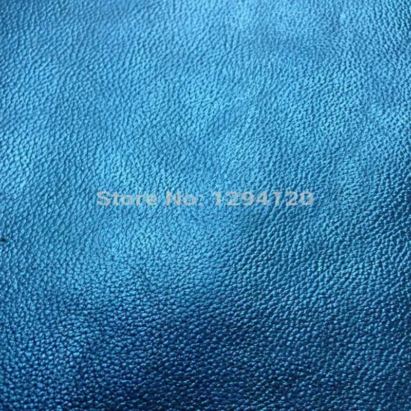 Metallic Blue Genuine Cowhide Leather Skin Fabric ,Lichee Patterned for