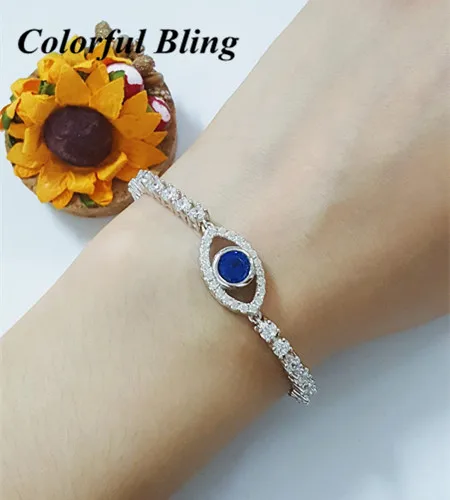 

925 Sterling silver gold silver color evil eye bracelet AAA zirconia tennis bracelet fashion fine gifts