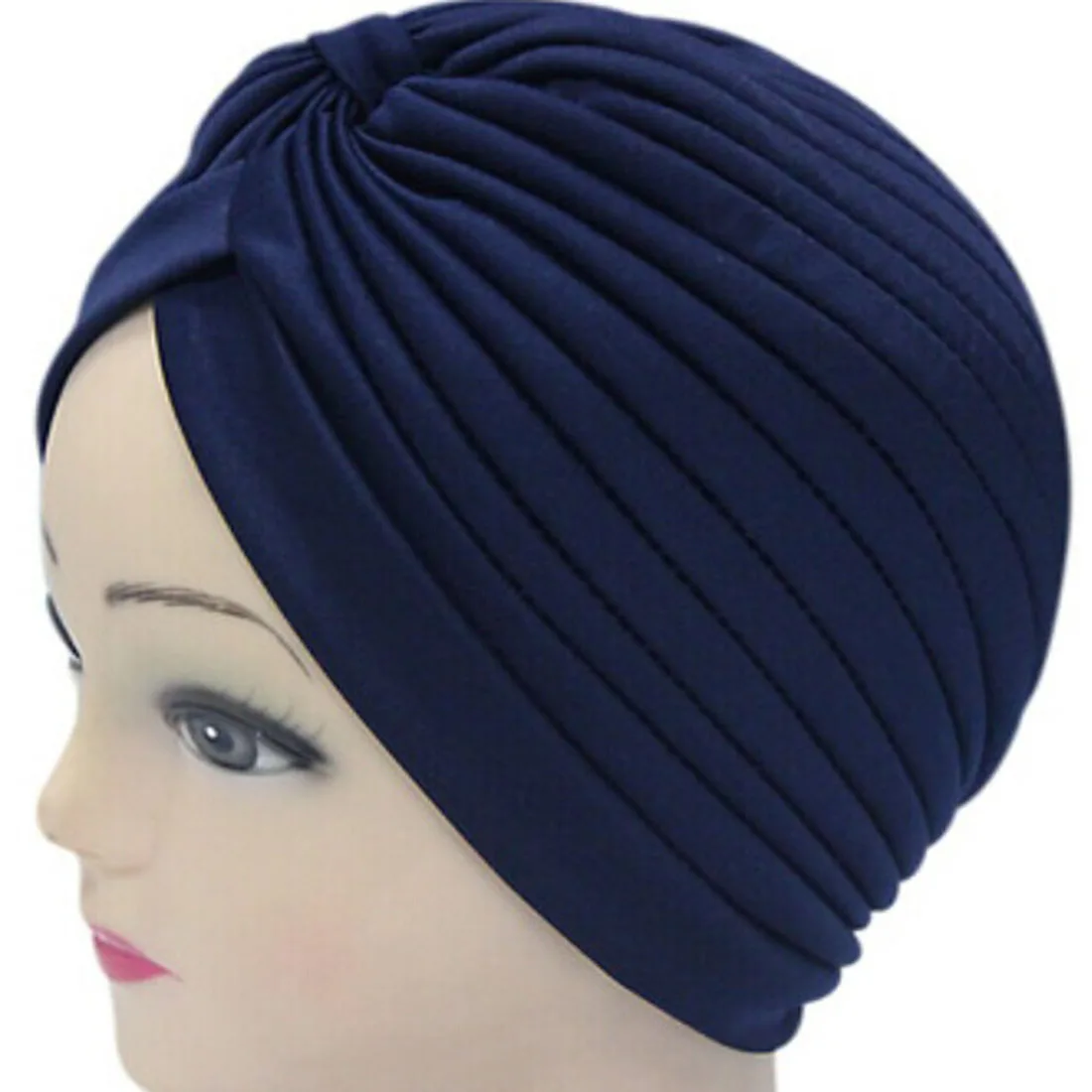 Bandanas Women Stretchy Turban Muslim Hat Headband Warp Female Chemo Hijab Knotted Indian Cap Adult Head Wrap for Women