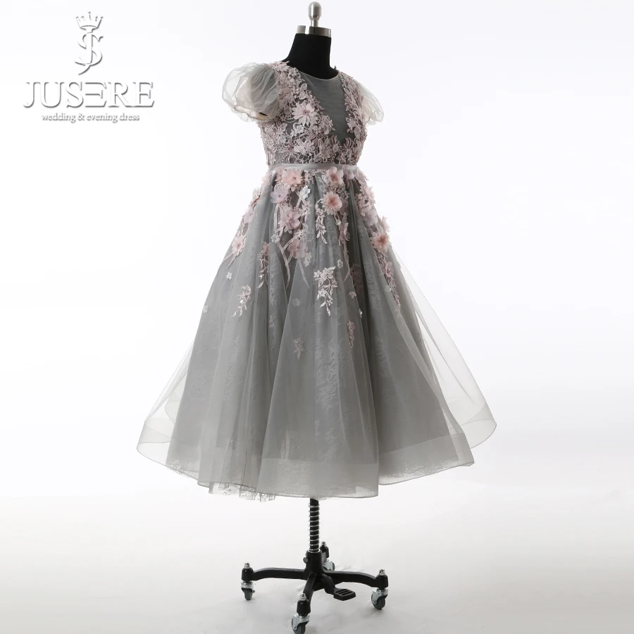 Детское платье, серое Тюлевое платье с цветочным узором, разноцветное плиссированное платье с короткими рукавами, длина до пола, милое