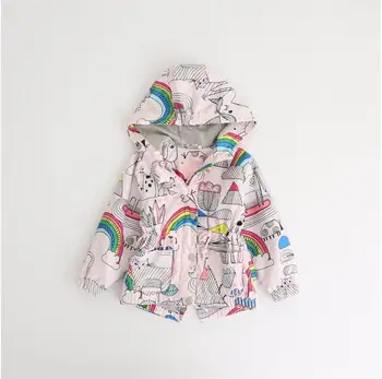 

Wholesale Autumn New Girls Coat Rainbow Flower Print Long Sleeve Fahsion Hooded Jacket Children Clothing 2-8T E73026