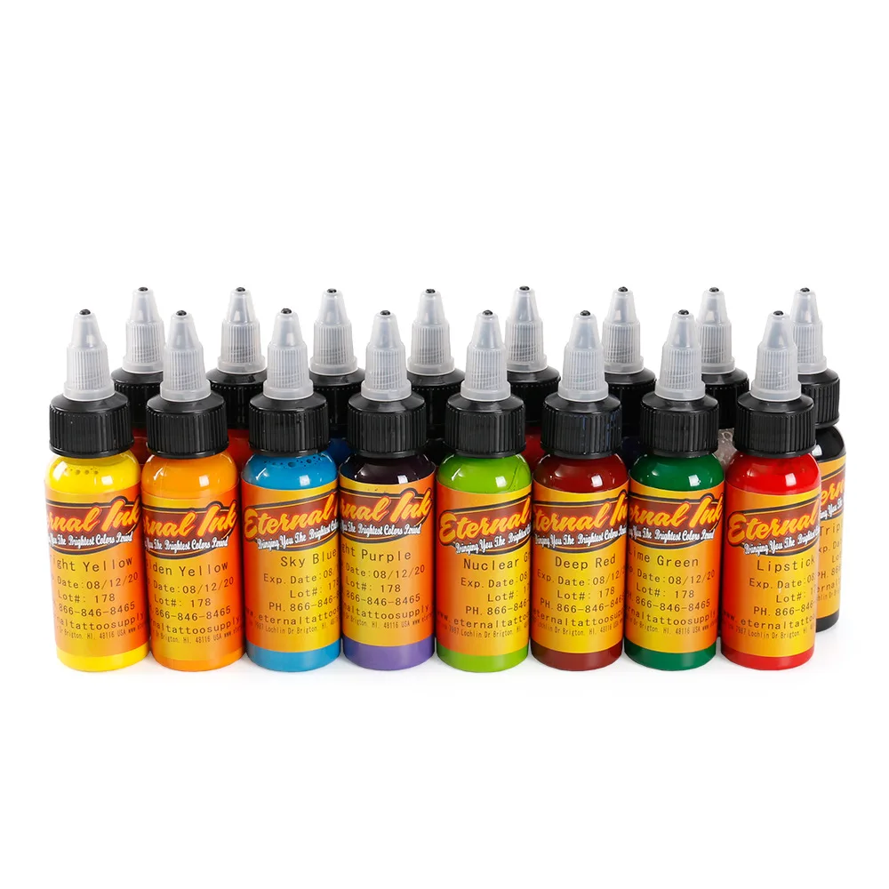 

High quality 8 piece permanent tattoo ink paint set 30ml body art eyebrow eyeliner set tool 1oz
