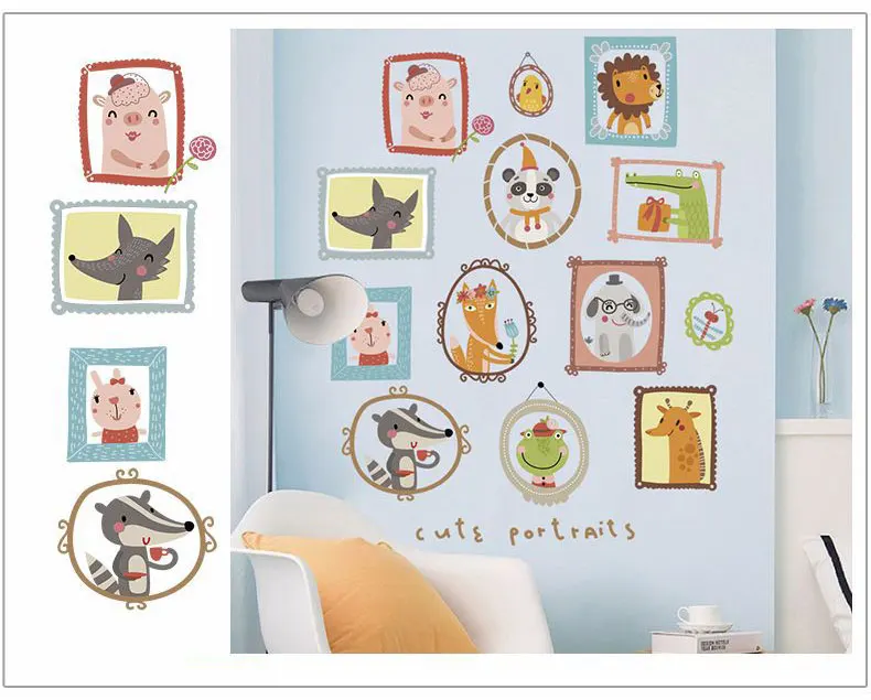 Мультяшная Настенная Наклейка в виде портрета для детской комнаты, для детской комнаты, для спальни, для домашнего декора, для гостиной, настенная наклейка, автоколлянт