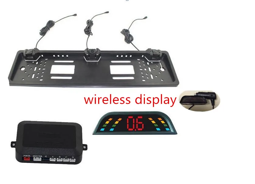 

license plate Parking Sensors wireless Parking 3 Sensor Plate Frame for European Universal car 12V LED WirelesParking Sensor