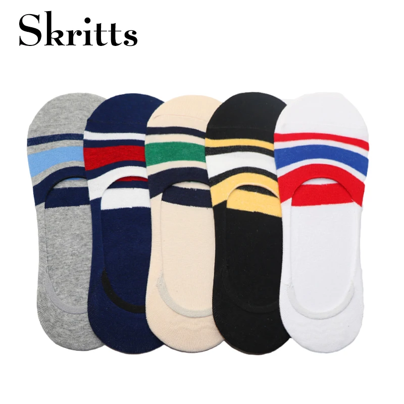 

Skritts 3pair Men Socks Summer Striped Non-slip Silicone Ge lBoat Invisible Socks Male Short Low Cut No Show Socks Slippers