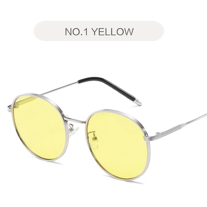 YOOSKE, женские и мужские солнцезащитные очки, винтажные, брендовые, дизайнерские, круглые, солнцезащитные очки, оттенки, металлические, очки, мужские, хип-хоп очки - Цвет линз: NO1 YELLOW