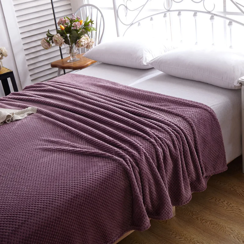Брендовое одеяло, дышащее Сетчатое одеяло, Коралловое фланелевое одеяло, диван, кровать, самолет, путешествия, плед, Виктория, ТВ, одеяло - Цвет: Фиолетовый