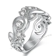 Victoria Wieck Роскошные ювелирные изделия цветок Desgin 925 серебро белый 5A CZ с цирконием Свадебное обручальное кольцо для любви Size5-11