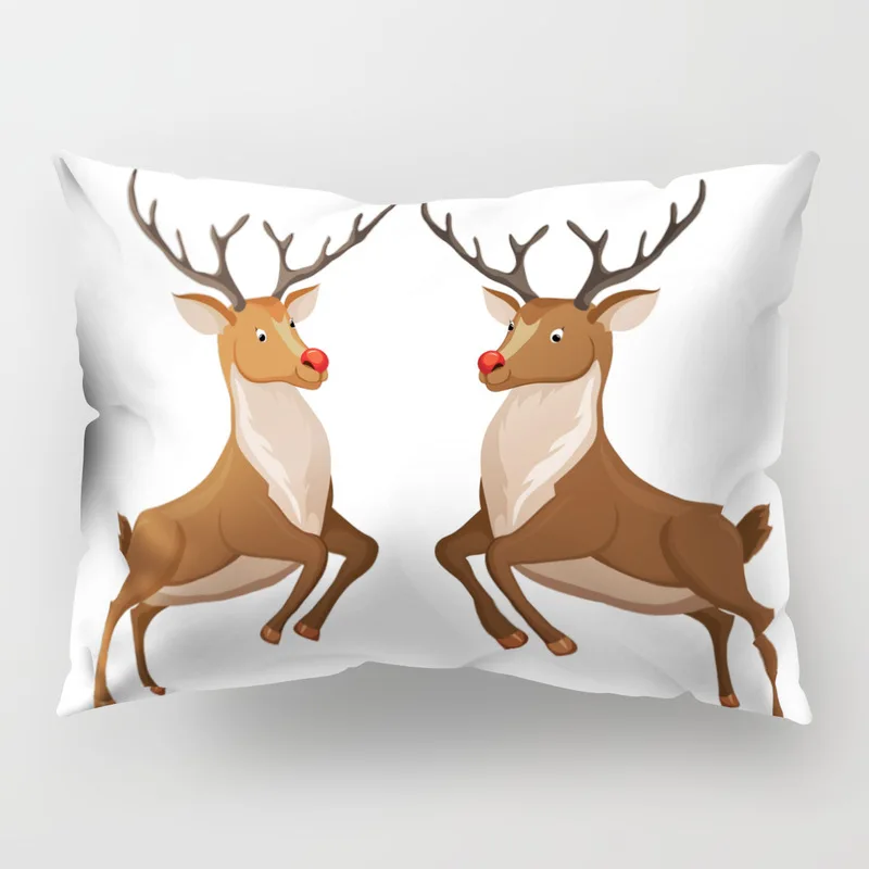 Nordic style Christmas Elk pattern polyester printed pillow cover Home cushion cover rectangular 50x30cm chair lumbar pillowcase