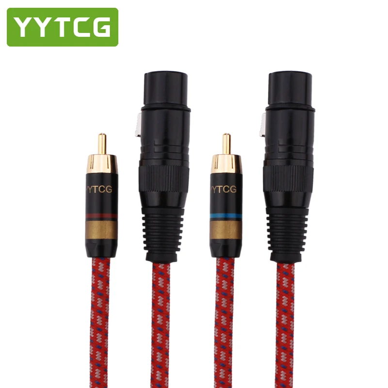 Аудио кабель YYTCG Hifi 2RCA папа к 2XLR мама Hi end 4N OFC Dual XLR двойному RCA аудиопровод|Кабели