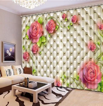 

3D Curtain Bed Room Living Room Office Hotel Cortinas Plaid Flowers 3D Bathroom Shower Curtain Blackout Curtain Fabric
