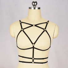 Женская Мода пентаграмма проводов открытым грудной клетки Бюстгальтер Harajuku Средства ухода за кожей жгут сексуальный бюстгальтер гот Связывание Белье o0381