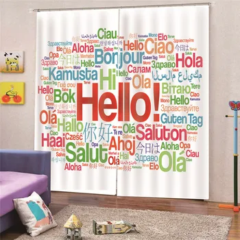 

Curtains Hello European and American style Window Door Drape Panel Sheer For Living Room 3D Digital Print MA11