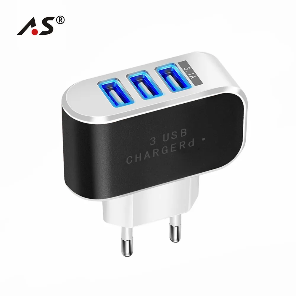 

A.S 3 USB Port Micro USB Charger Charging Adapter for Samsung Xiaomi Huawei Charger for iPhone and All Smart Phone 5V 3A EU Plug