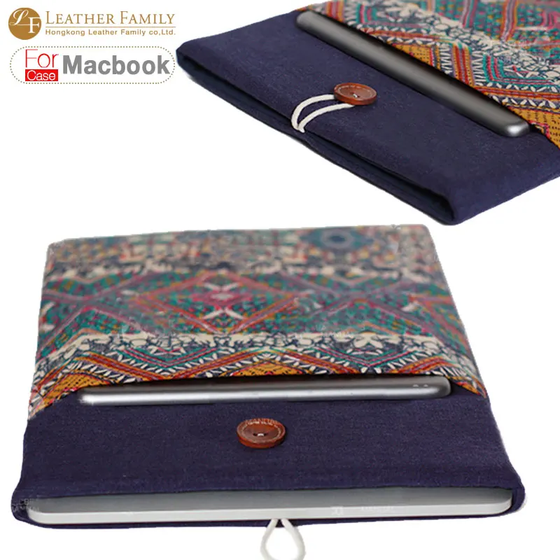 For macbook PRO 13 case National Retro Handmade Cotton linen Fabric