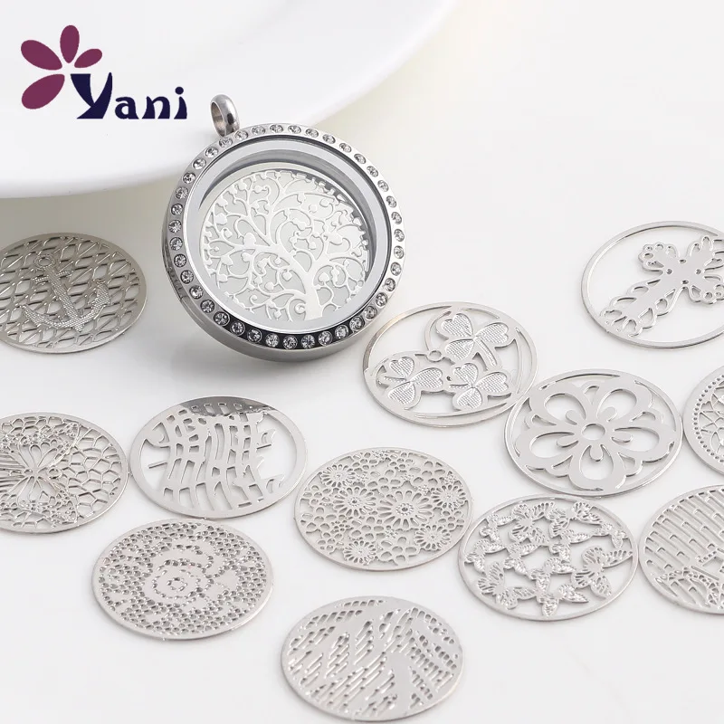 JACK88 20pcs/lot 22mm Window Floating Locket Plates Many Styles Silver