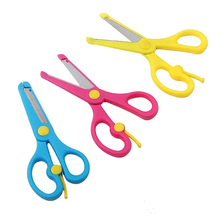 New 1Pcs 137mm Mini Safety Round Head Plastic Scissors Student Kids Paper  Cutting Minions Supplies for Kindergarten School - AliExpress