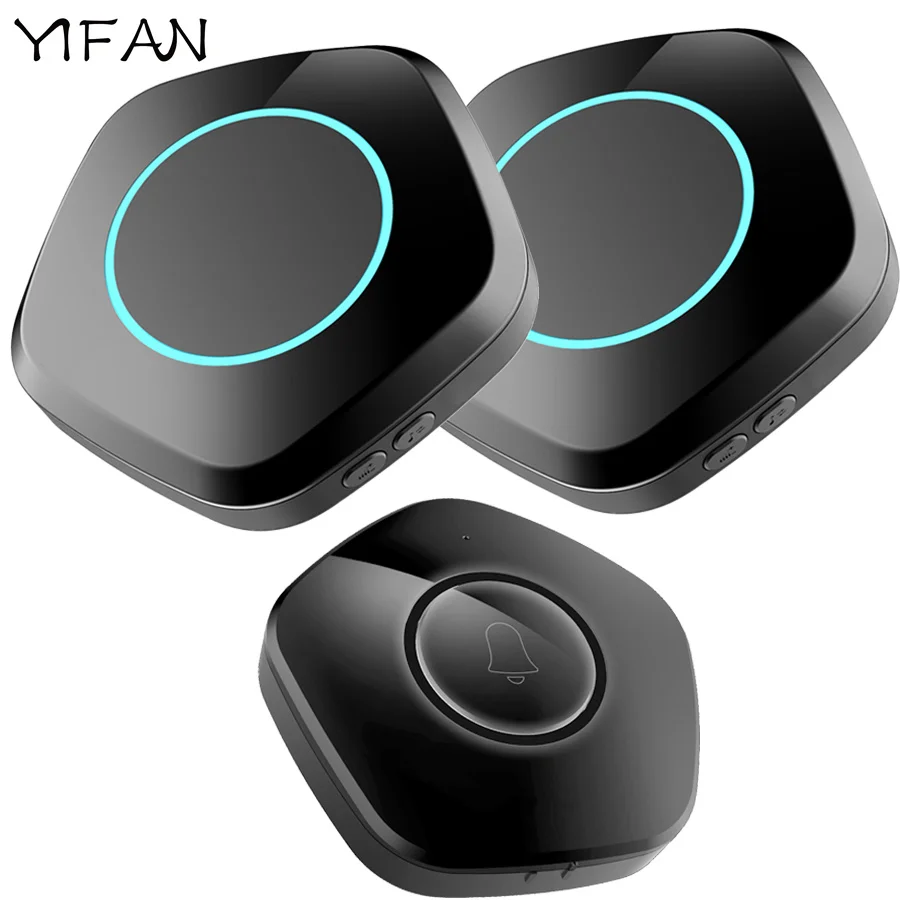

YIFAN Waterproof Wireless Doorbell EU Plug 280M Remote smart home Door Bell ring chime Lucky star for Deaf button 2 receiver