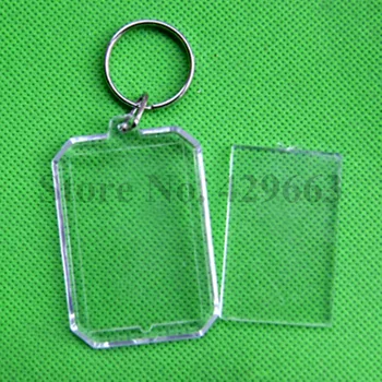 

3000pcs/lot Octagon Transparent Blank Insert Photo Picture Frame Key Ring Split keychain Blank Acrylic Keychains