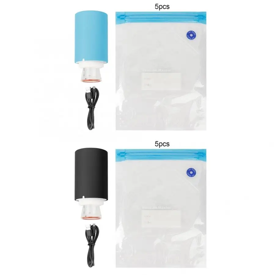 

Mini Automatic Compression Vacuum Pump USB Recharging Sealer Clamp Snack Fresh Food Rod Strip Kitchen Tool With Bags